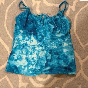 Lands' End Teal Tie-Dye tankini top 12